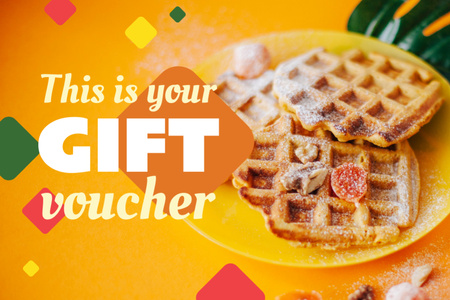 Appetizing Sweet Waffles in Yellow Gift Certificate Design Template