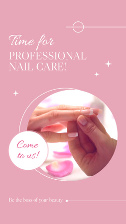 Professional Nail Care In Beauty Salon Offer Instagram Video Story Modelo de Design