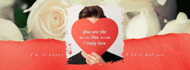 Young Man with Heart on Valentine's Day Facebook Video cover Modelo de Design