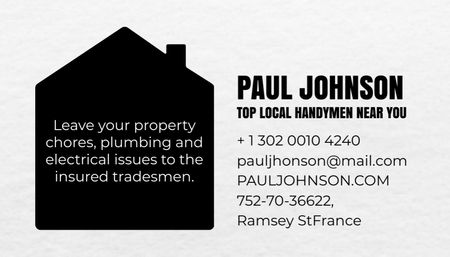 Handyman Services Ad with City Buildings Silhouette Business Card US Design Template