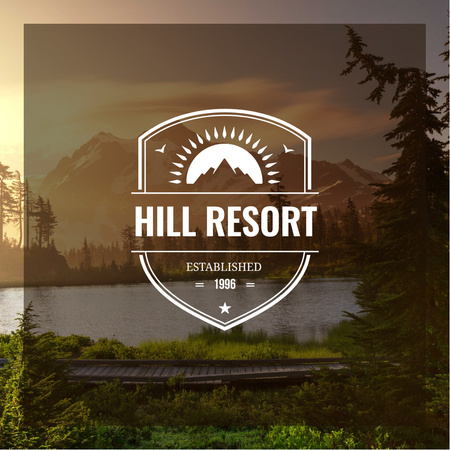 Resort ad with Mountains Lake View Instagram AD Design Template