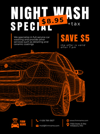 Platilla de diseño Offer of Night Car Wash Services Poster US
