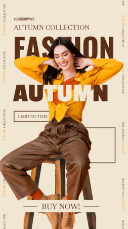 Fashionable Autumn with Beautiful Brunette Instagram Story Design Template