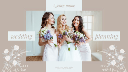Anúncio de agência de planejamento de casamento com lindas mulheres em vestidos de noiva Youtube Thumbnail Modelo de Design
