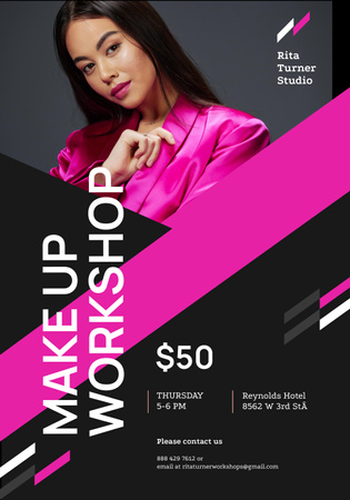 Makeup Workshop with Young Attractive Woman Poster 28x40inデザインテンプレート