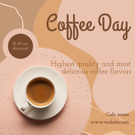 World Coffee Day Greeting with Cup of Coffee Instagram Tasarım Şablonu