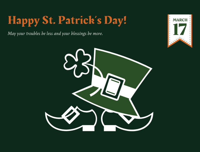 Plantilla de diseño de St. Patrick's day Greetings With Quote Postcard 4.2x5.5in 
