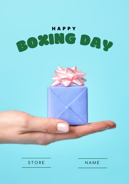 Designvorlage Boxing Day Holiday Greeting with Cute Gift für Postcard A5 Vertical