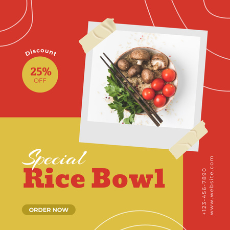 Special Food Menu Offer with Rice Bowl  Instagram Tasarım Şablonu