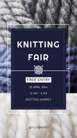 Designvorlage Knitting Fair With Yarn In Blue für Instagram Story