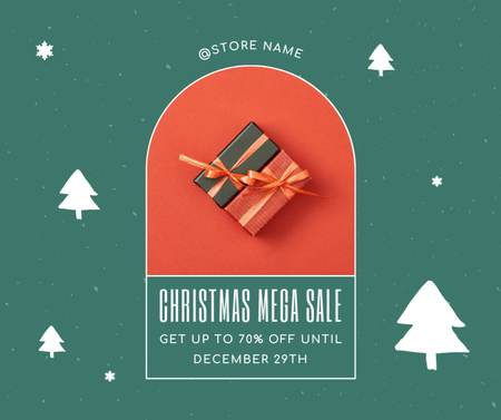 Christmas Mega Sale Announcement with Gift Boxes Facebook Design Template