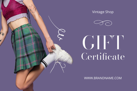 Retro teenage outfit vintage shop Gift Certificate tervezősablon