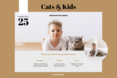 Designvorlage Workshop on Kids Behavior to Animals für Poster 24x36in Horizontal