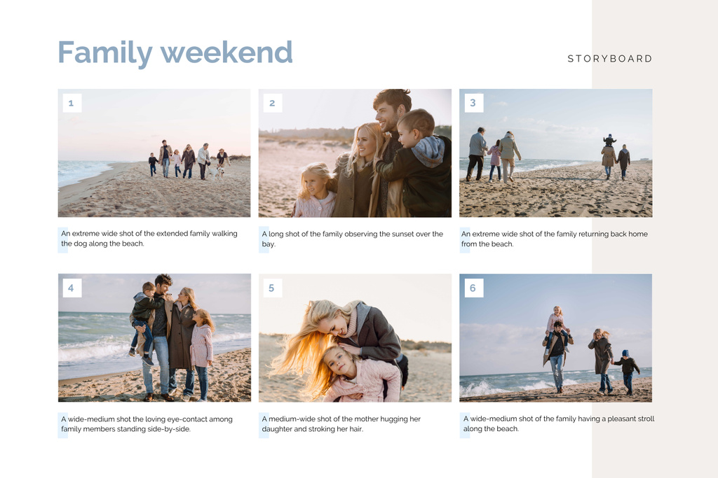 Happy Family on Weekend by the Sea Storyboard Design Template