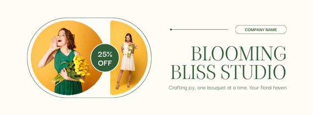 Discount on Flowers in Professional Flower Studio Facebook coverデザインテンプレート