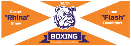 Boxing Match Announcement Bulldog on Orange Background Tumblr Design Template