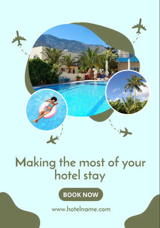 Luxury Hotel Ad with Big Swimming Pool Flyer A7 Design Template