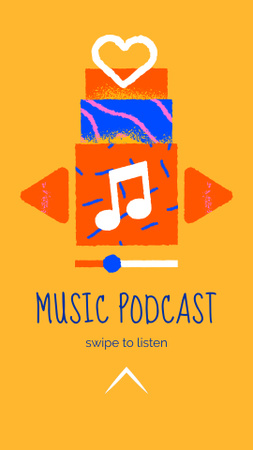 Music Podcast Announcement with Note Illustration Instagram Video Story Šablona návrhu