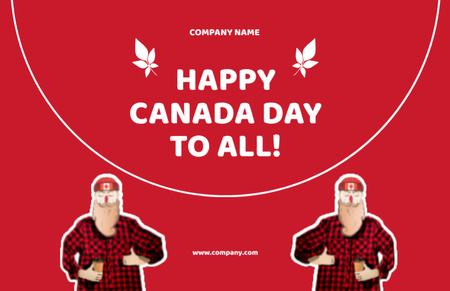 Canada Day Greetings on Vivid Red Thank You Card 5.5x8.5in Design Template
