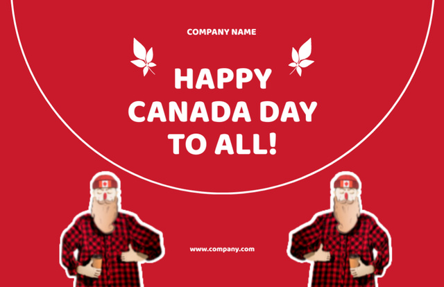 Canada Day Greetings on Vivid Red Thank You Card 5.5x8.5in Design Template