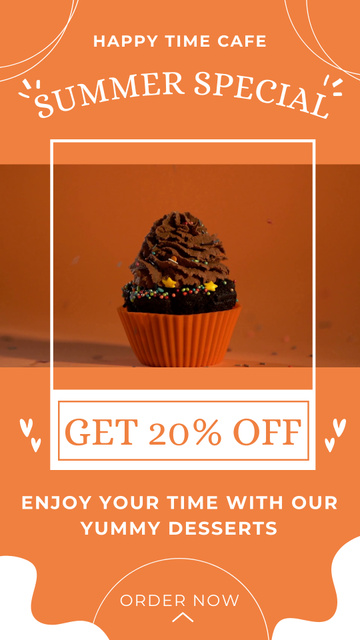 Summer Discount for Chocolate Desserts on Orange Instagram Video Story Modelo de Design