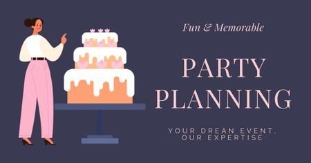 Designvorlage Planen Sie Partys mit köstlichen Desserts für Facebook AD