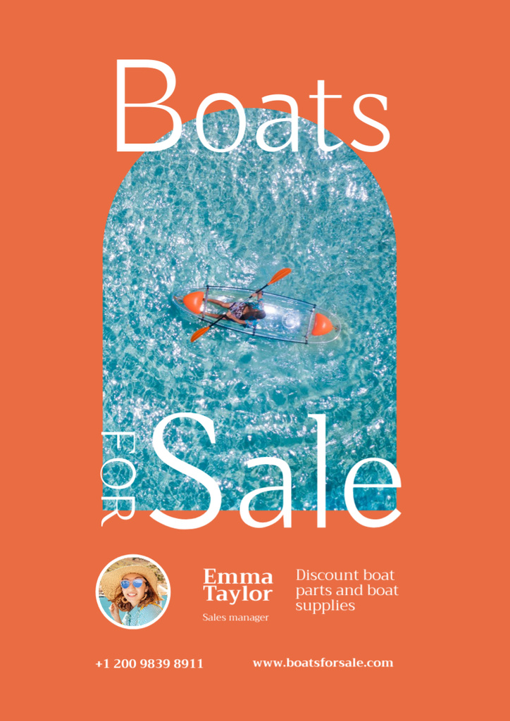 Boats Sale Ad with View of Crystal Clear Water Poster A3 Design Template