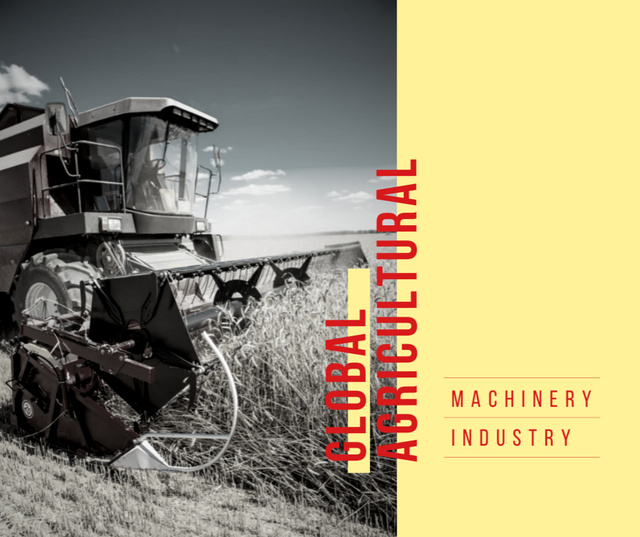 Agricultural Harvester working in Field Facebook Šablona návrhu