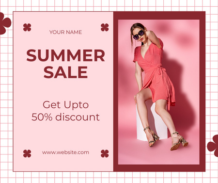Letní výprodej dámského oblečení v růžové barvě Facebook Šablona návrhu