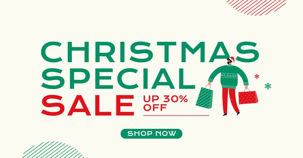 Christmas Sale Offer Cartoon Facebook AD tervezősablon