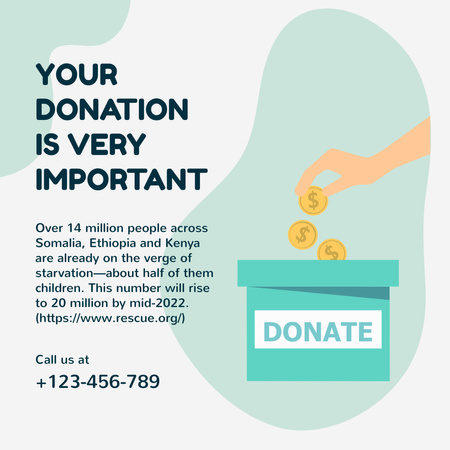 Your Donation Is Very Important Instagram Design Template