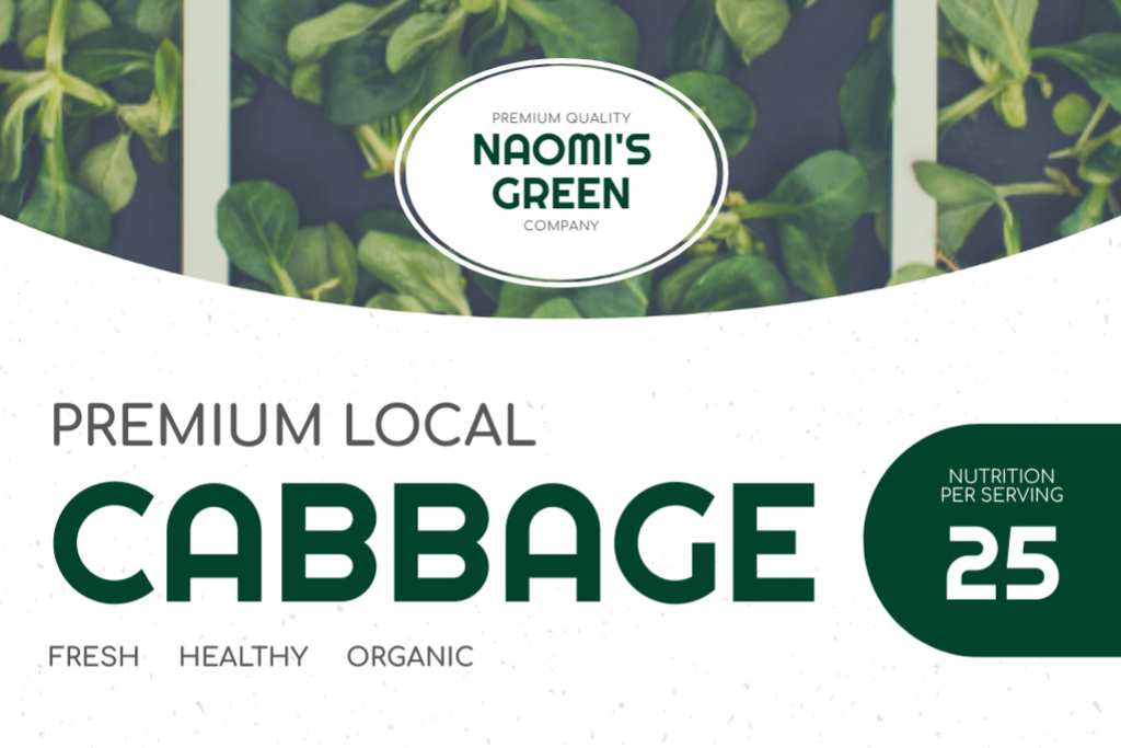 Premium Local Cabbage Label Šablona návrhu