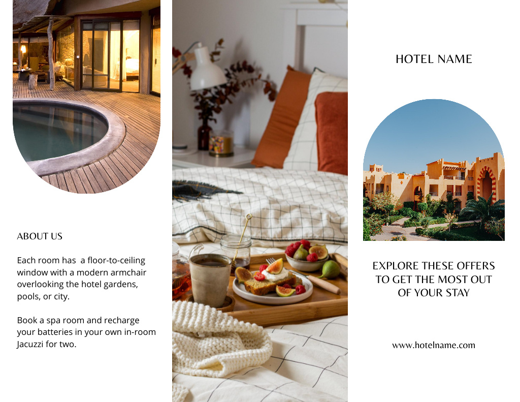 Luxury Hotel Ad Brochure 8.5x11in Z-fold Design Template