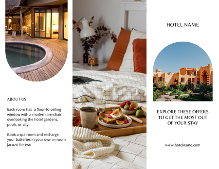Luxury Hotel Ad Brochure 8.5x11in Z-fold Tasarım Şablonu