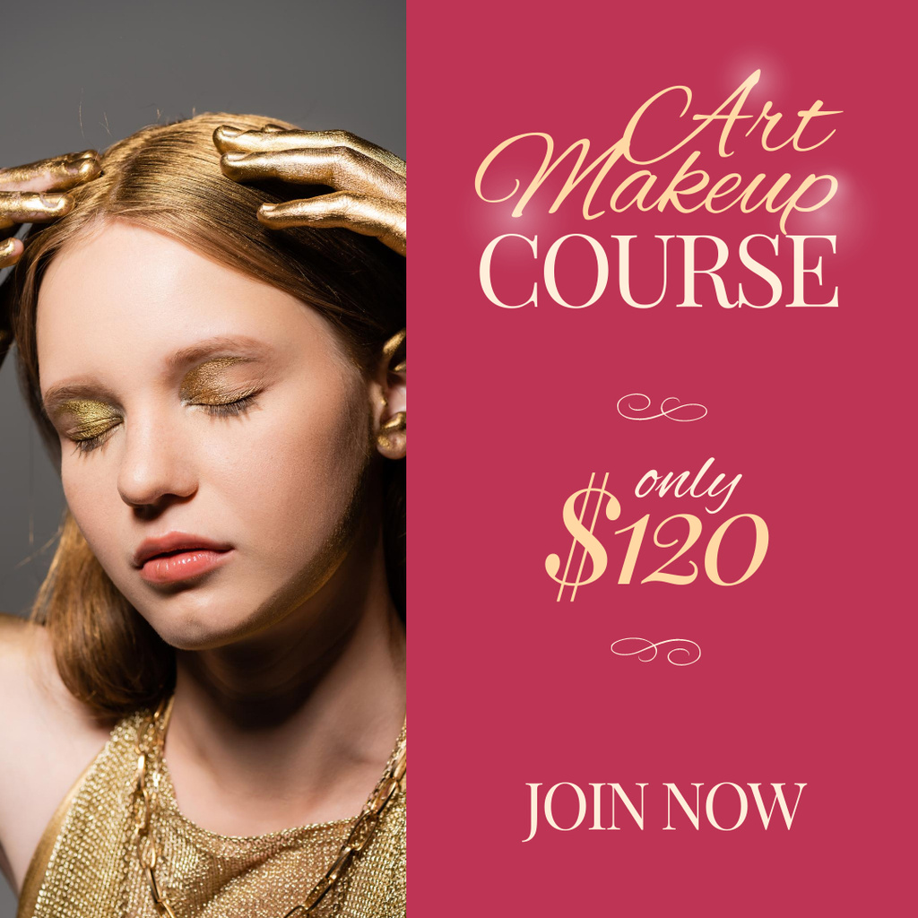 Ontwerpsjabloon van Instagram van Art Makeup Course Announcement