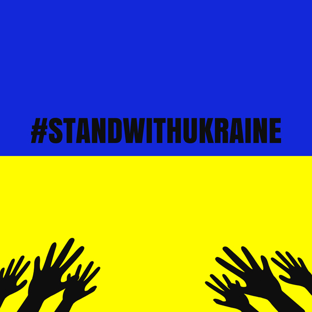 Stand with Ukraine Quote with Hands Instagramデザインテンプレート