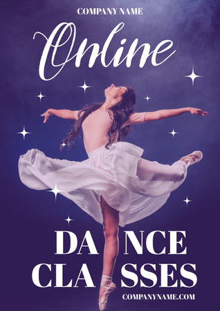 Dance Studio Ad with Ballerina Poster Design Template