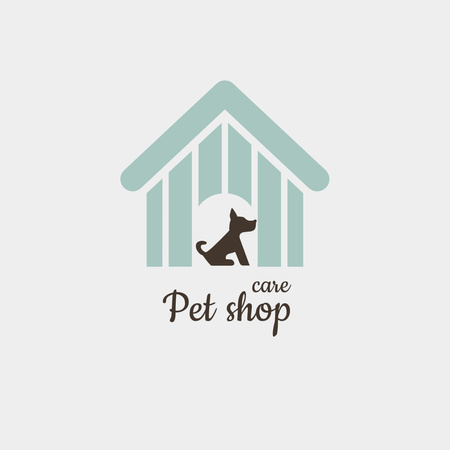 Pet Shop Emblem with Cute Dog Logo Design Template