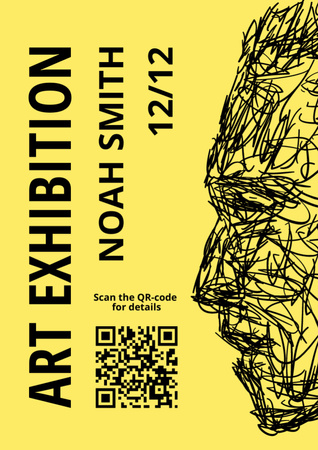Art Exhibition Announcement  with Creative Portrait Flyer A4 Design Template