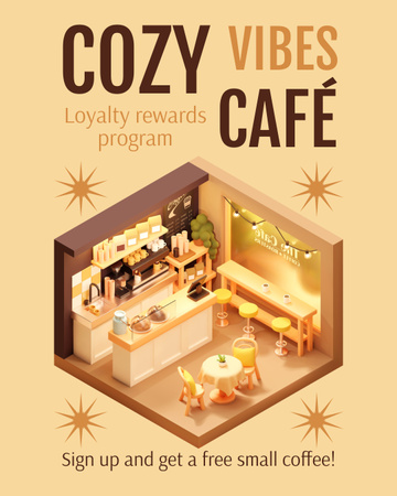 Light And Cozy Cafe With Promo For Small Coffee Instagram Post Vertical Design Template