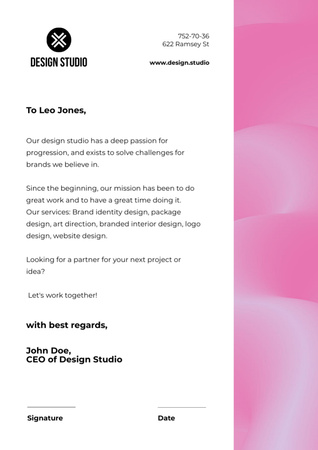 Plantilla de diseño de Letter from Design Studio Letterhead 