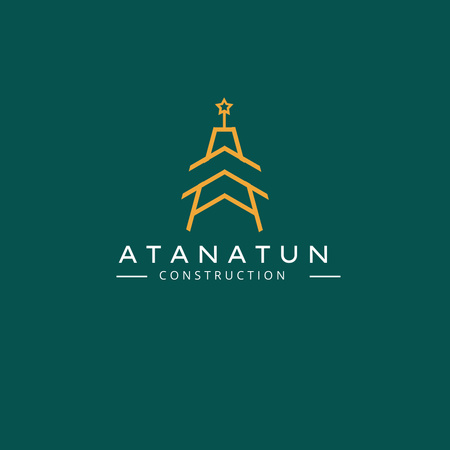Emblem of Building Company on Green Logo Design Template
