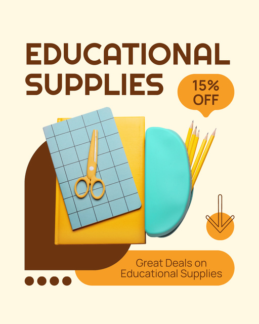 Great Deals On Educational Stationery Supplies Instagram Post Vertical – шаблон для дизайна