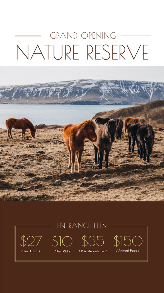 Nature Reserve Opening Announcement with Herd of Horses Instagram Story Πρότυπο σχεδίασης