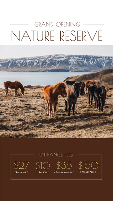 Nature Reserve Opening Announcement with Herd of Horses Instagram Story Modelo de Design