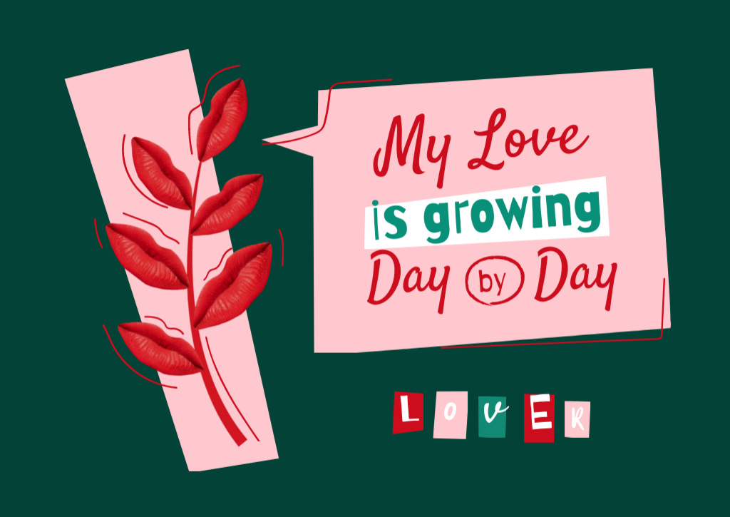 Platilla de diseño Cute Love Phrase with Red Leaf Card