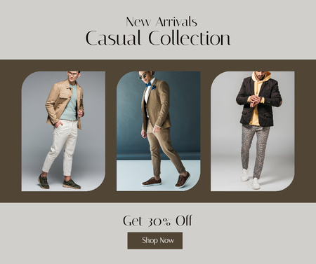 Platilla de diseño Casual Outfits Collection For Men With Discount Offer Facebook