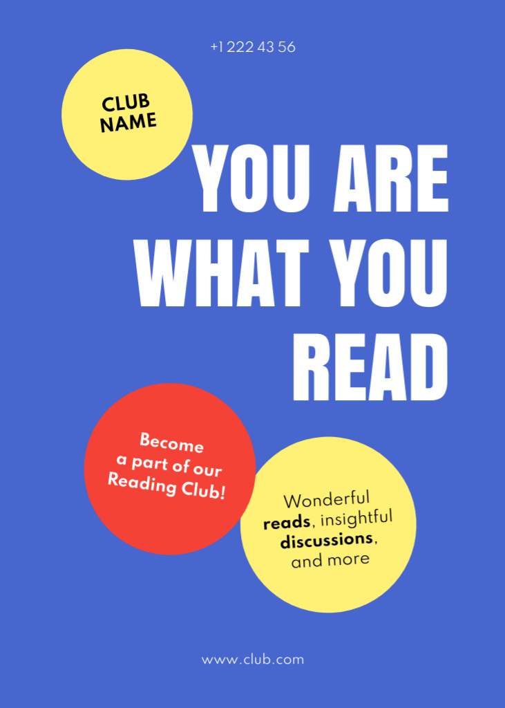Reading Club Promotion in Blue Postcard 5x7in Vertical Design Template