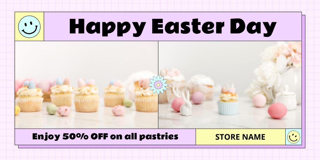 Easter Discount on All Pastries Twitter Design Template