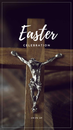 Designvorlage Easter Celebration Announcement with Wooden Cross für Instagram Story